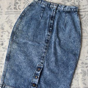 VTG ZENA real denim pencil blue JEAN SKIRT womens  XS S acid wash